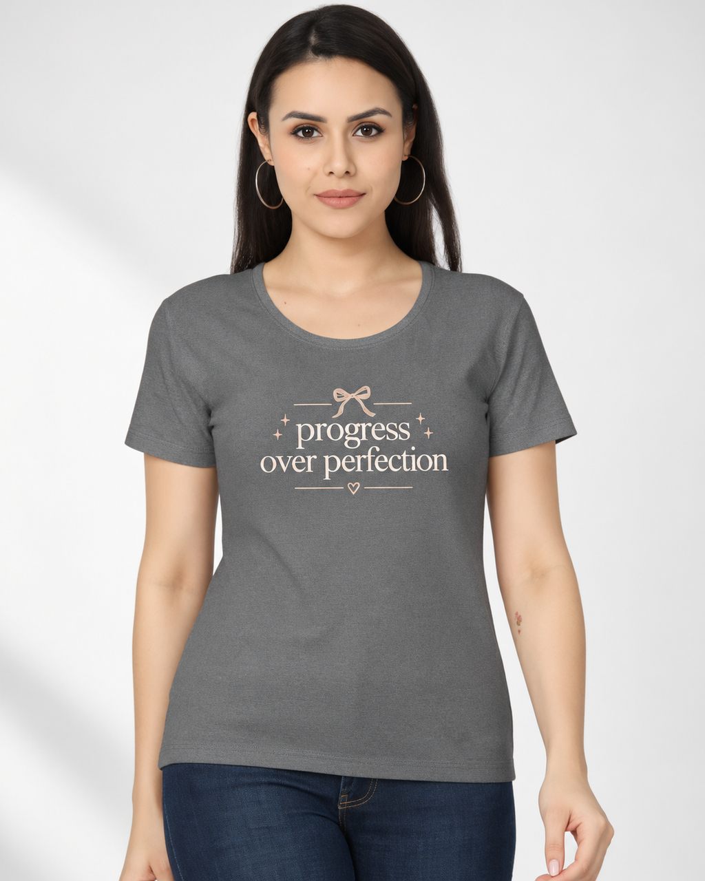 Women Printed Round Neck Cotton T-Shirt | Regular Fit