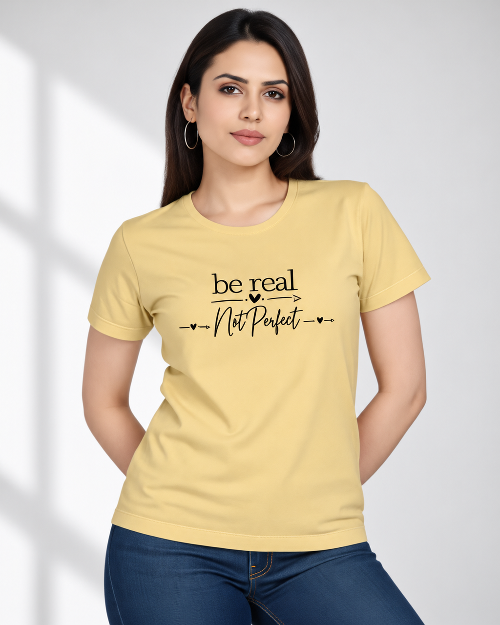 Women Printed Round Neck Cotton T-Shirt | Regular Fit