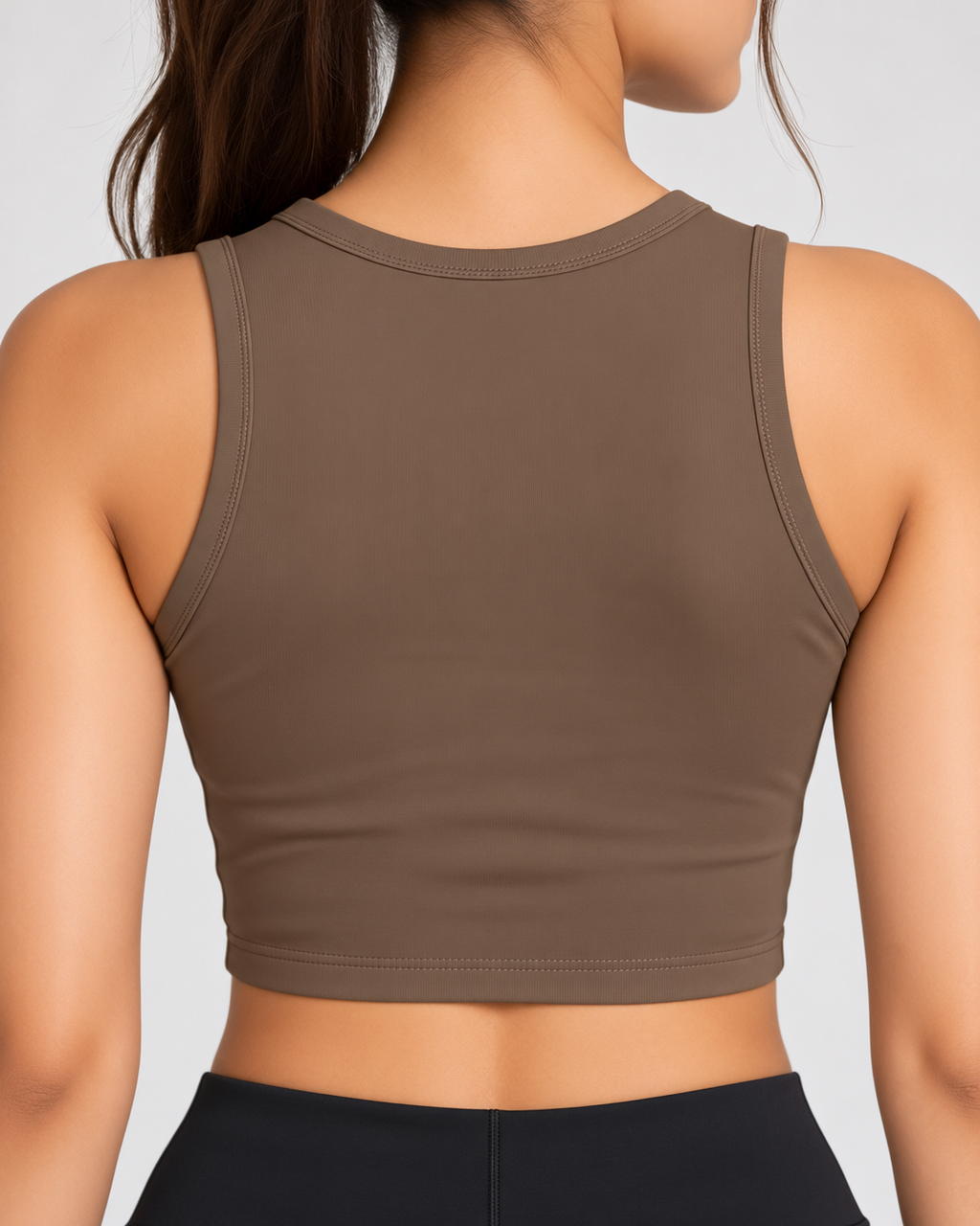 Women's Sports Crop Top | Espresso Color | Slim Fit