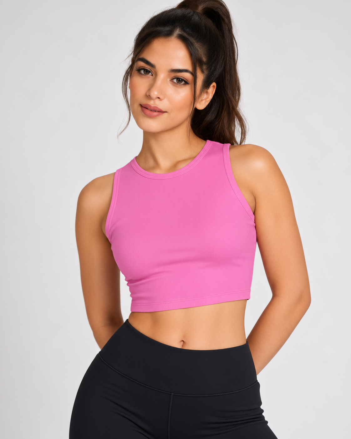 Women's Sports Crop Top | Baby Pink Color | Slim Fit