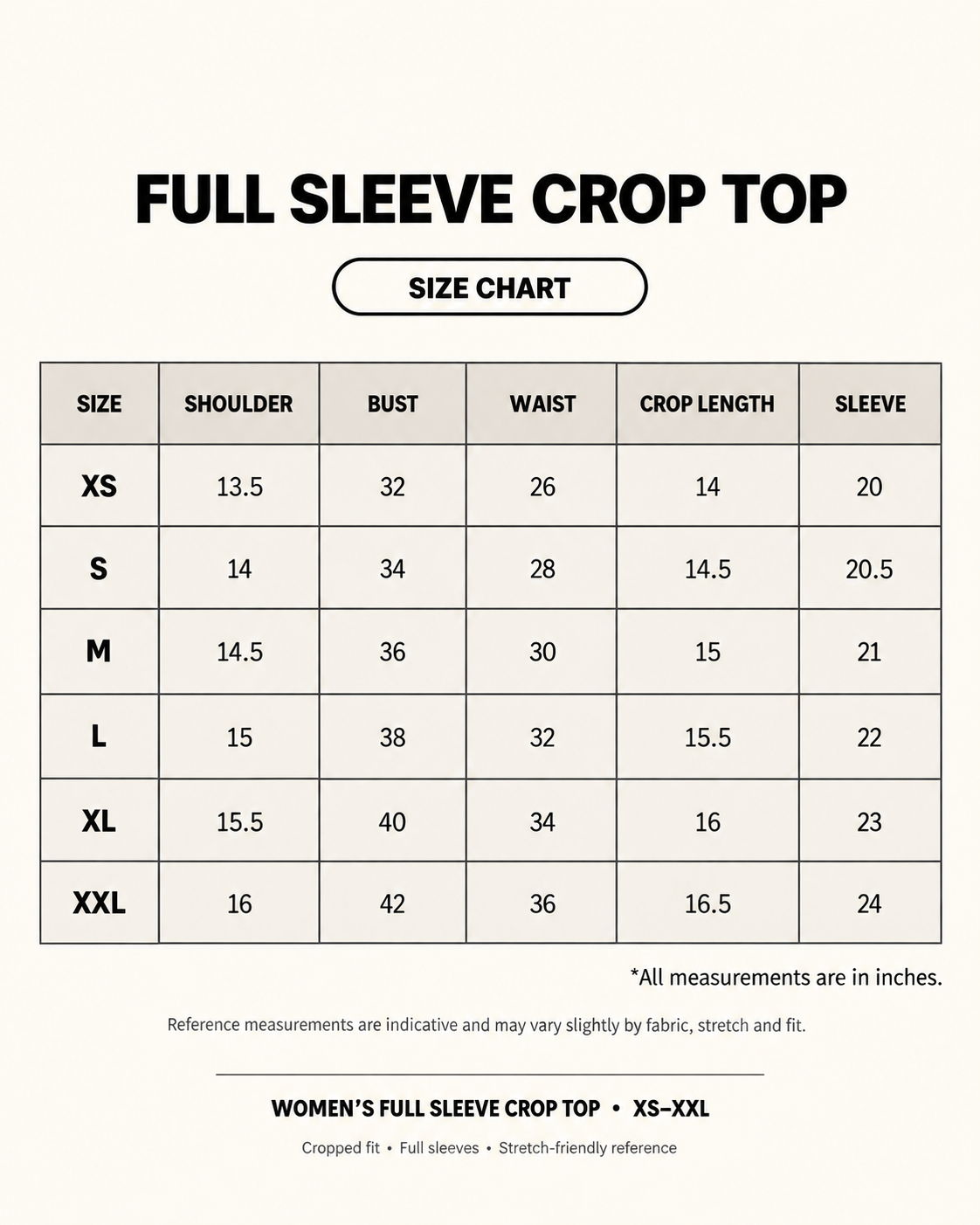 Title Women's Full Sleeve Crop Top | Black Color | Slim Fit