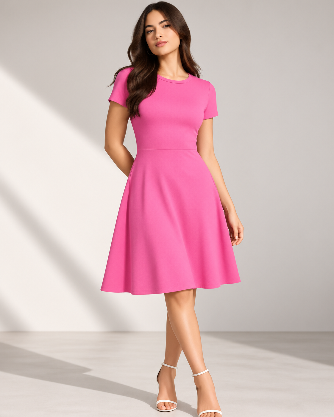Title Hot Pink A-Line Dress | Fit & Flare