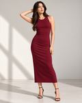 Maroon Bodycon Dress | Skin-Fit