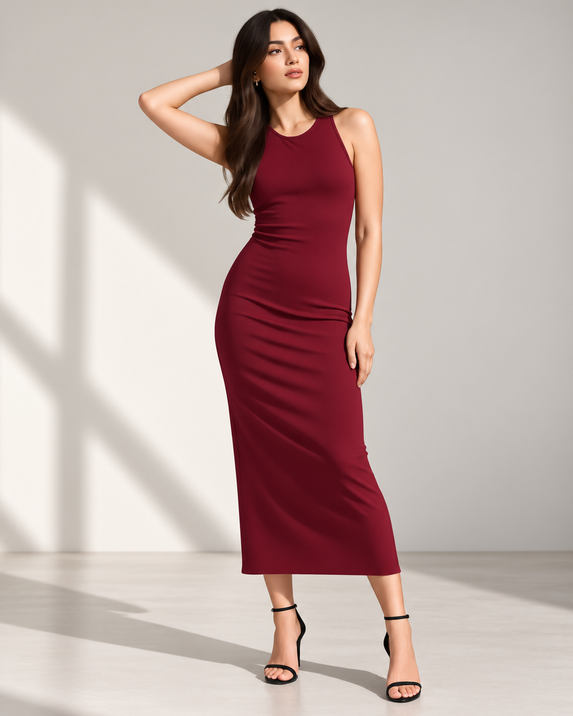 Maroon Bodycon Dress | Skin-Fit