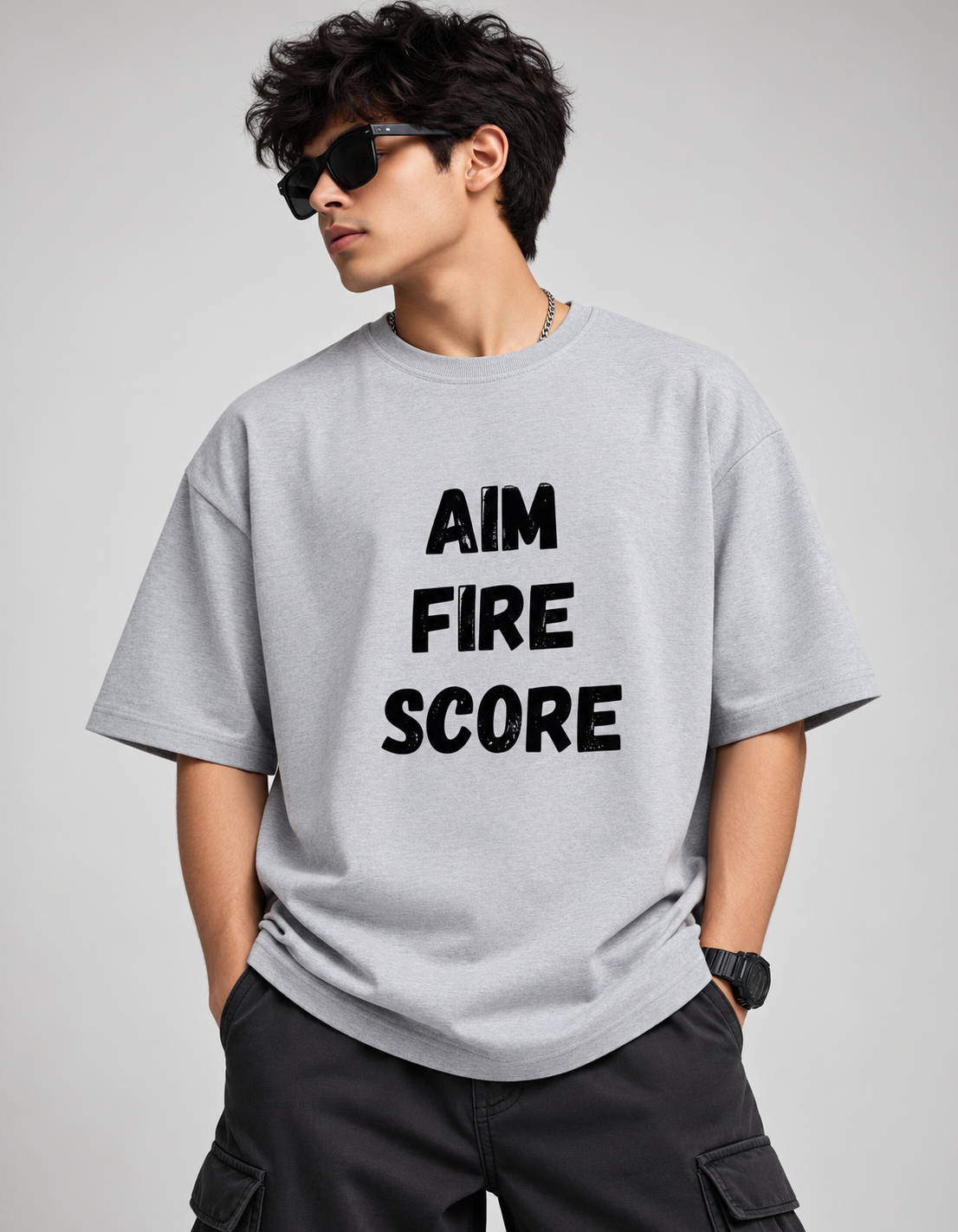 Aim Fire Score — Oversized Graphic T-Shirt