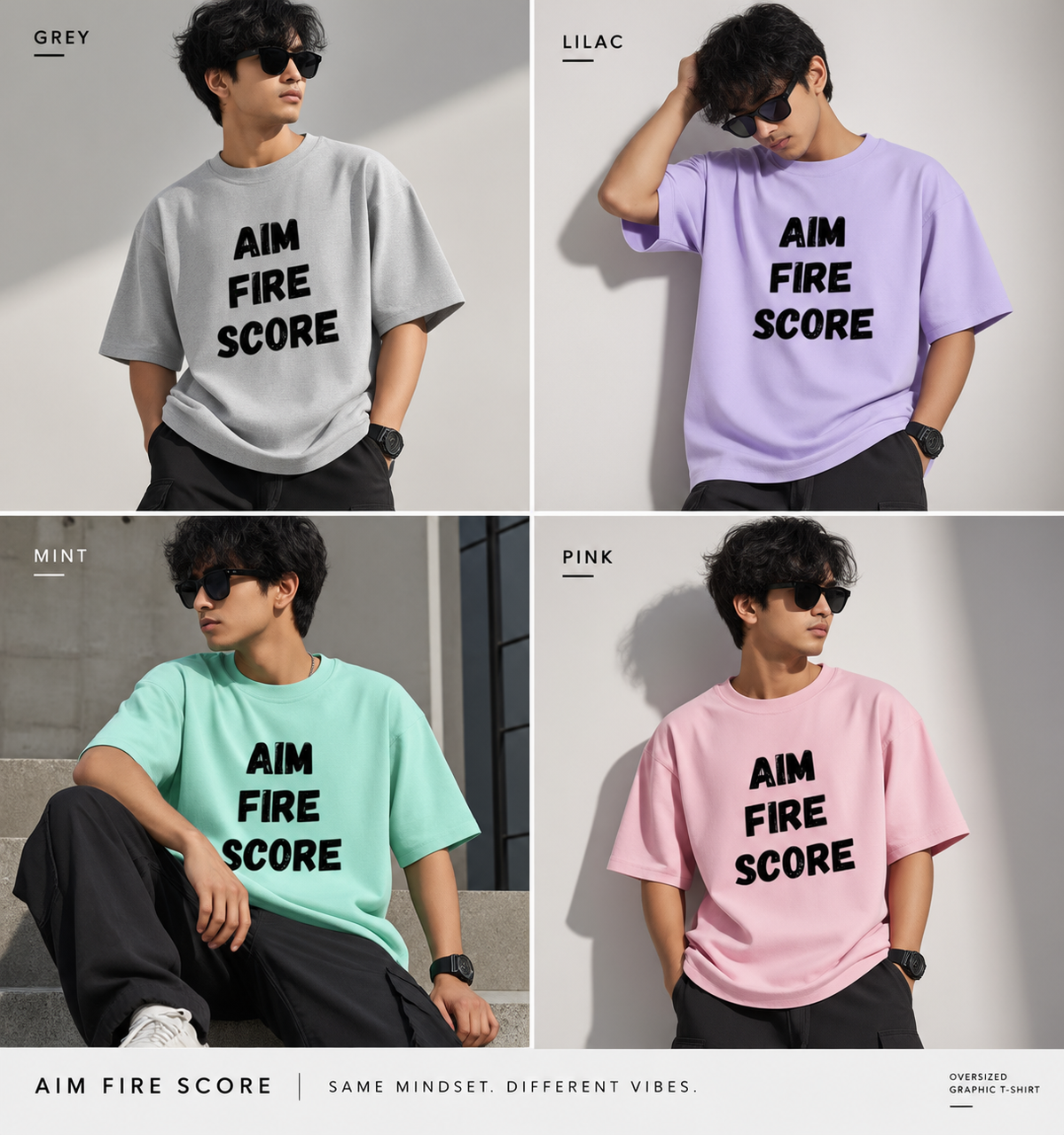 Aim Fire Score — Oversized Graphic T-Shirt