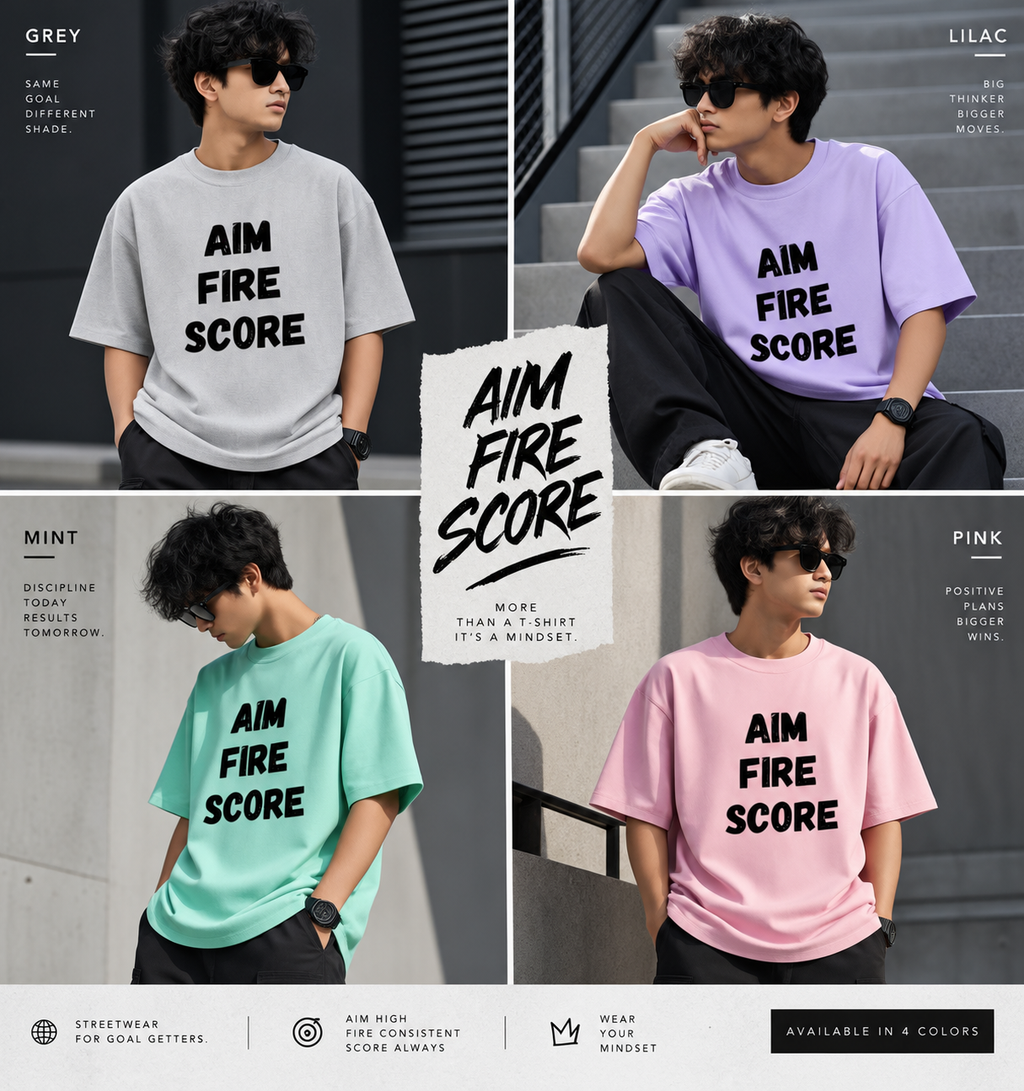 Aim Fire Score — Oversized Graphic T-Shirt